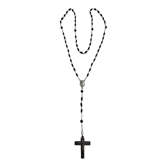 Religious antique French silver Christian catholic crucifix pendant cross Rosary - Picture 6 of 7